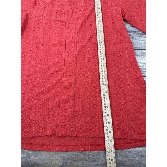Susan Graver Eyelet Knit Cardigan With Liquid Knit Tank Size S Sea Coral A593351 - Picture 15 of 16